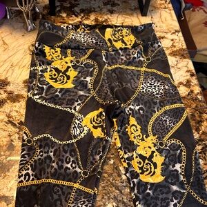 No Boundaries Leopard Print Leggings with Gold Accents